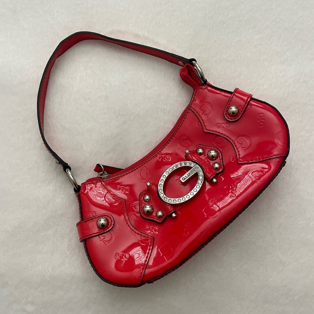 Guess Y2K Red Patent Leather Mini Purse
